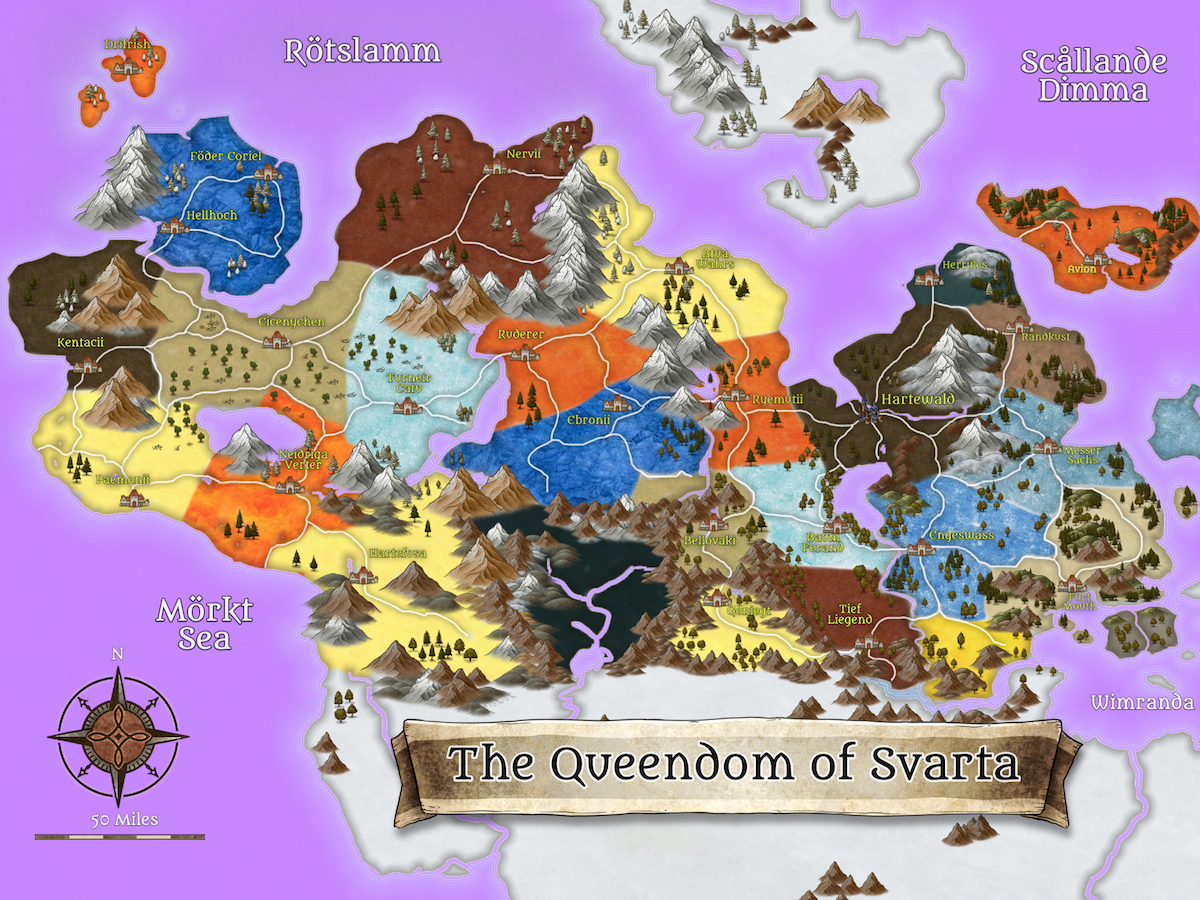 color-code counties of Svarta